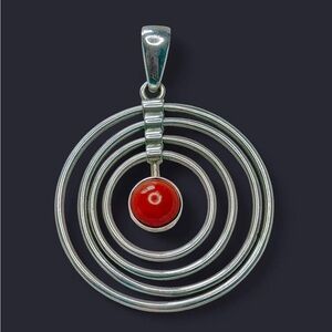 Charles Albert Sterling Silver & Red Jasper Circle Pendant